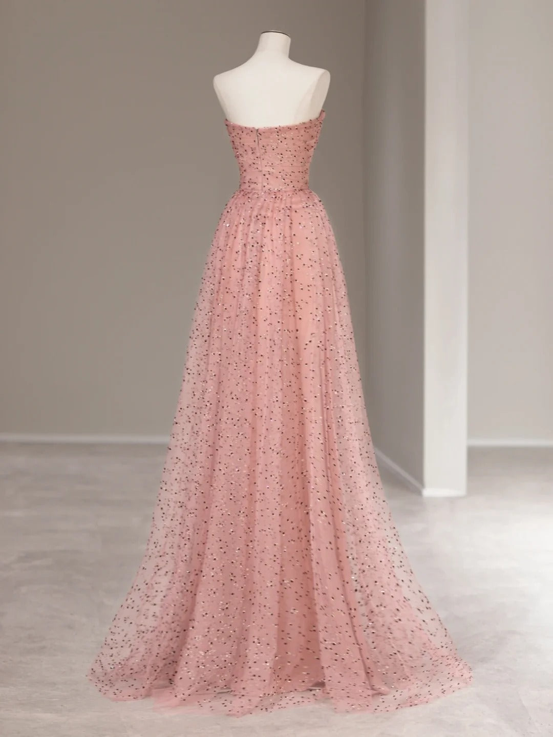 Pretty A line Sweetheart Pink Tulle Sleeveless Long Prom Dresses Formal Outfits RB3984
