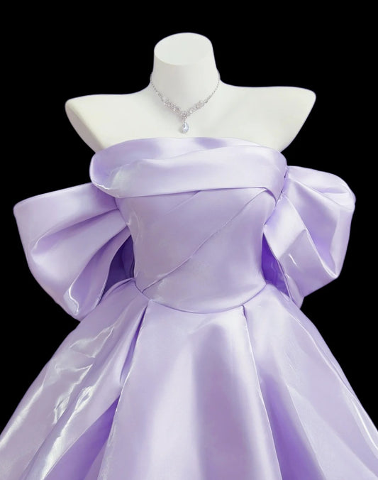 Sexy Ball Gown Off The Shoulder Lilac Short Mini Party Cocktail Homecoming Dresses N4490