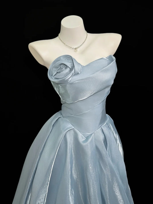 Simple Ball Gown Prom Dresses Sweetheart Light Sky Blue Floor Length Formal Outfits RB4360