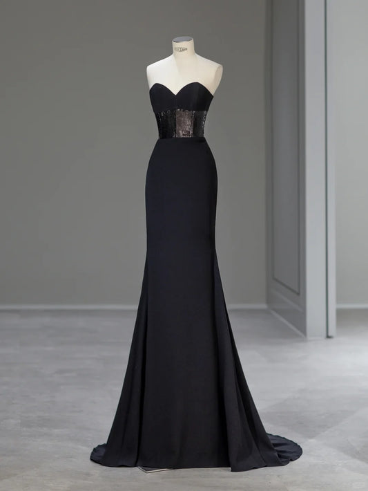 Beautiful Mermaid Sweetheart Black Tie Dress Long Prom Dresses Inspo Formal Outfits RB3993