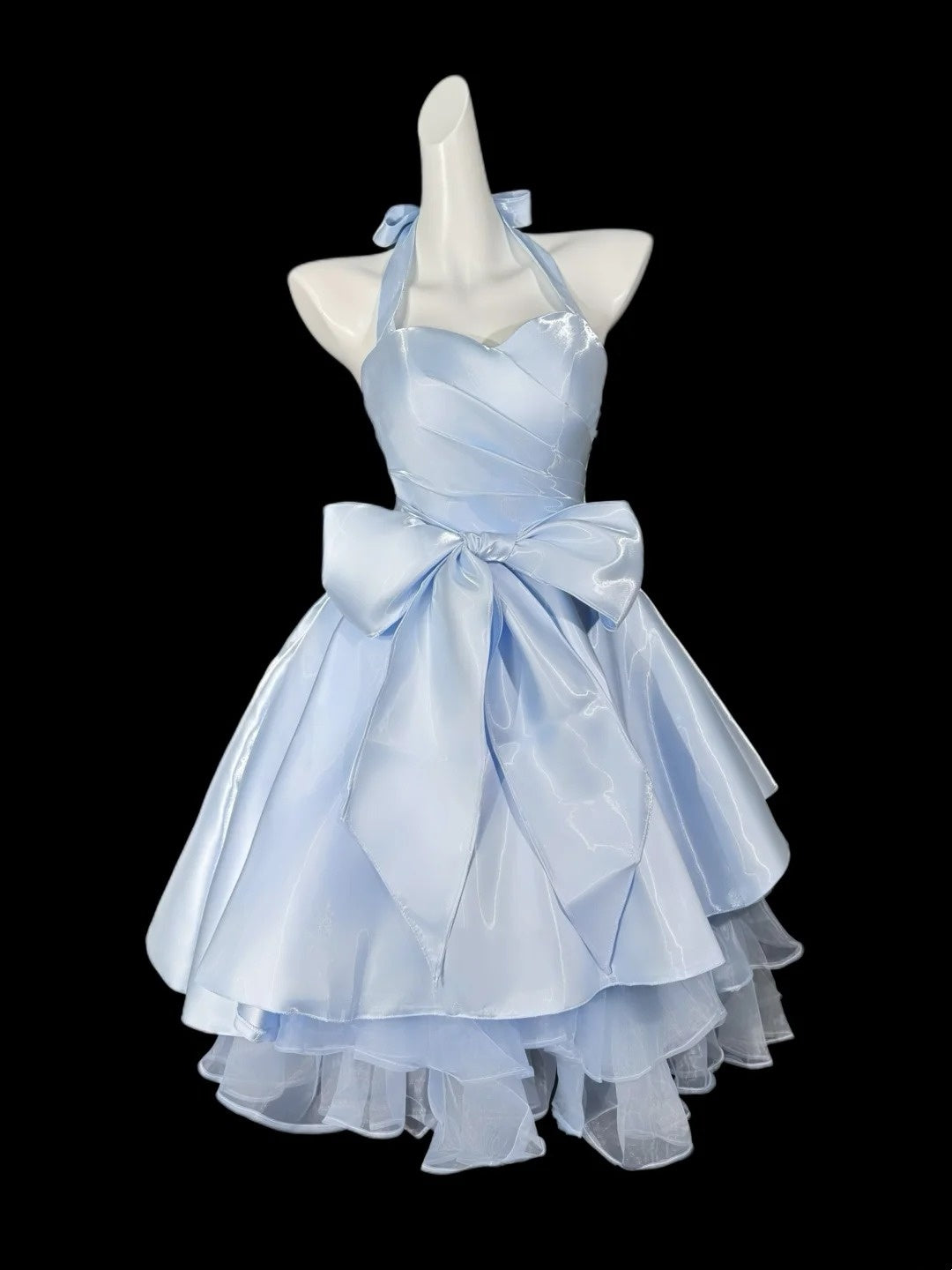 Sexy Ball Gown Halter Light Sky Blue Short Mini Party Cocktail Homecoming Dresses N4479