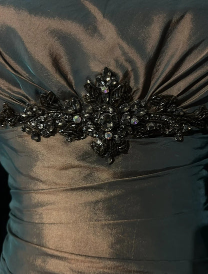 Vintage Prom Dresses A line Strapless Sleeveless 1990s Long Formal Evening Gown N2633
