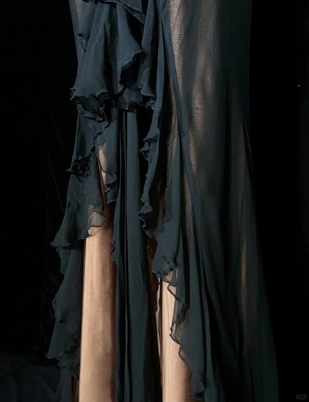 Vintage Prom Dresses Spaghetti Strap Mermaid Brown Satin Black Chiffon Long Formal Evening Outfits N3861