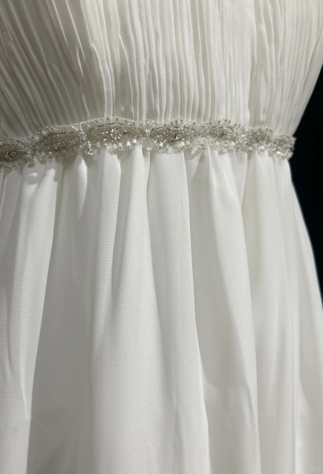 White Prom Dress Inspo A line Spaghetti Straps With Beading Modest Long Formal Party Gown RC0087