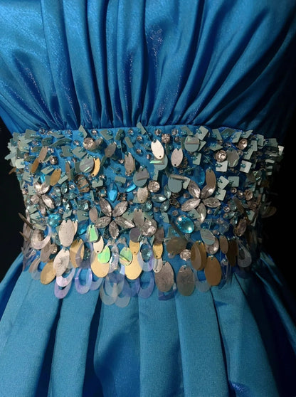 Princess Ball Gown Strapless Blue Taffeta Short Mini Homecoming Dresses Hoco Gowns N2907