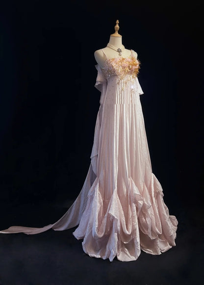 Pink Prom Dress Inspo A line Spaghetti Straps Satin With Beaded Birthday Outfits Formal Party Gown RC0124
