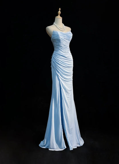 Light Sky Blue Prom Dress Inspo Mermaid Sweetheart Chiffon With Ruffled Birthday Outfits Formal Party Gown RC0120
