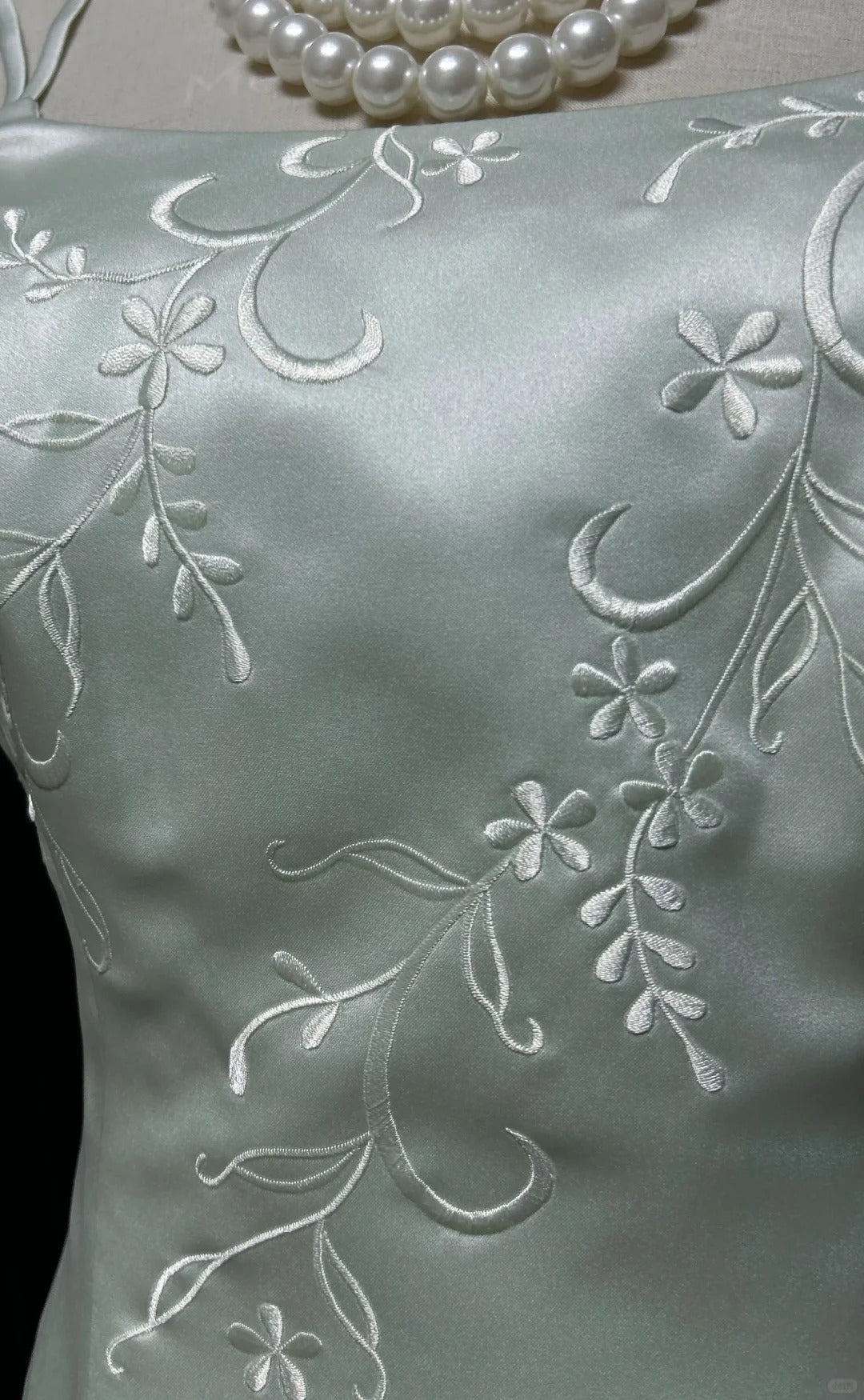 Vintage Prom Dresses A Line Spaghetti Straps Mint Green Embroidery Satin 2000s Long Party Evening Formal Gown RC1146