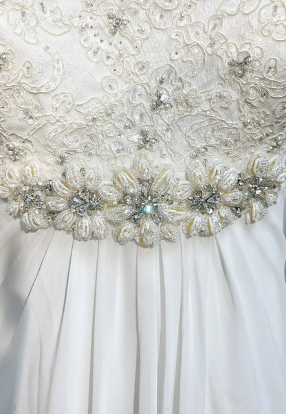 Timeless Wedding Dresses A Line Spaghetti Strap White Chiffon With Beaded Long Bridal Gown N3018