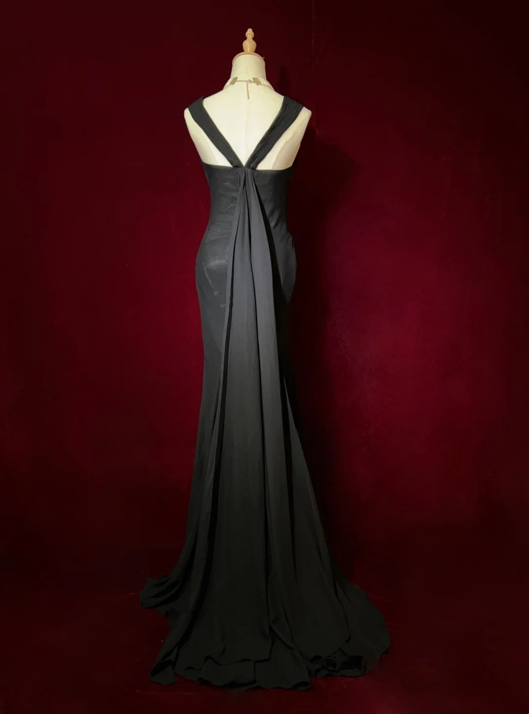 Vintage Prom Dresses Inspo Mermaid 90s Halter Black Tie Dress Chiffon For Women Formal Dress N3302