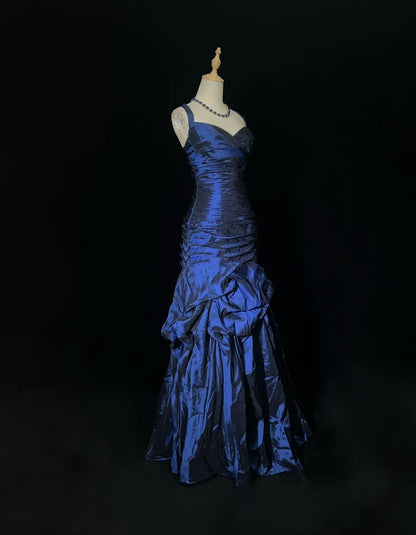 Vintage Prom Dresses 1950s Retro Classy Mermaid Sweetheart Navy Blue Taffeta Evening Outfits With Jacket N3012