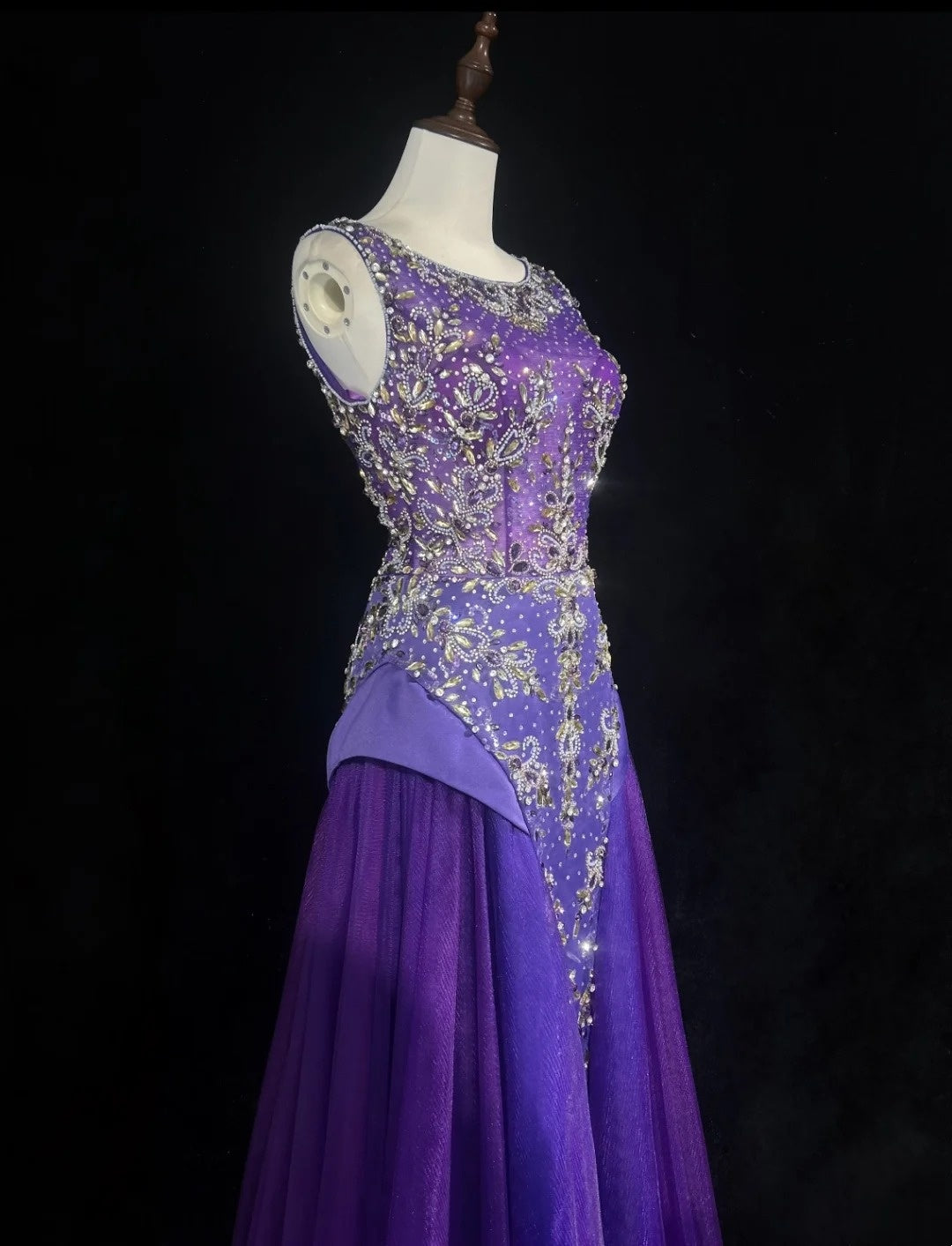 Vintage Mermaid Boat Neck Purple With Beading Tulle Floor Length Prom Dresses Inspo Evening Outfits RB4343