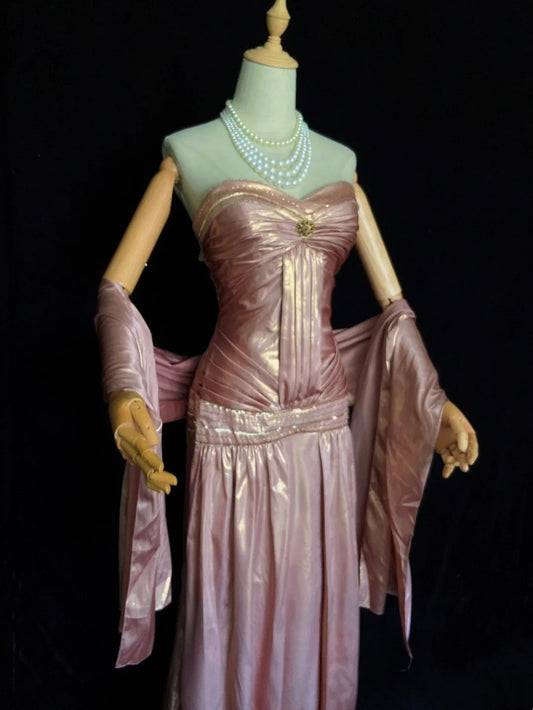 Modest Prom Dresses Inspo A Line Sweetheart Pink With Beading Cape For Women Formal Gown N3268