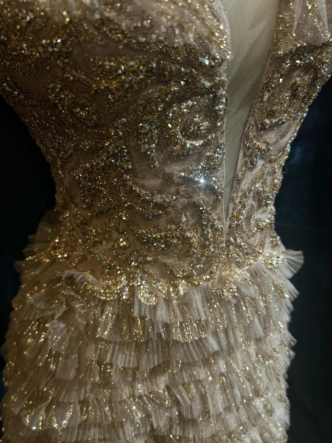 Vintage Prom Dresses A line Spaghetti Strap Gold Lace With Sleeves 80s Evening Formal Dress RB3268
