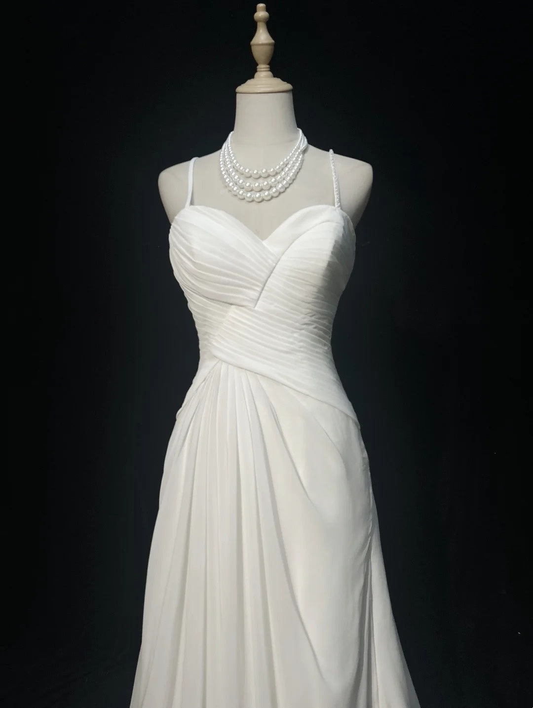 Wedding Dress Timeless A Line Spaghetti Straps White With Ruffled Floor Length Bridal Gown RC1150