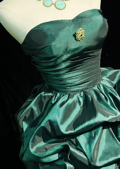 Dream Ball Gown Sweetheart Dark Emerald Green Taffeta 18th Birthday Gown Homecoming Dresses N3805