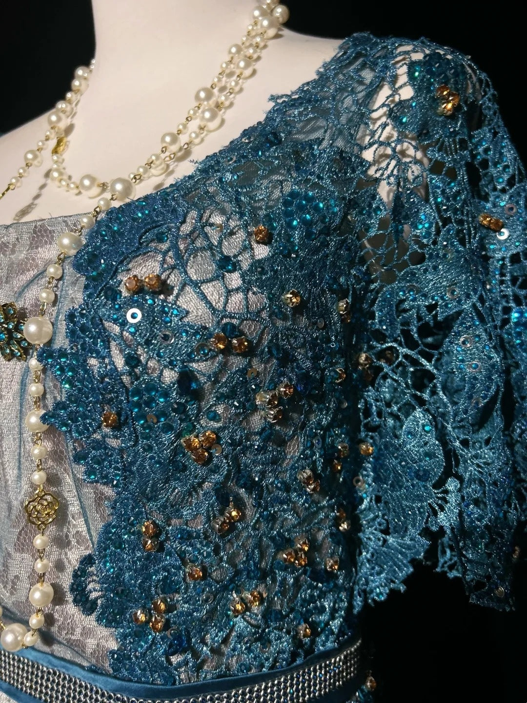 Vintage Prom Dresses Inspo Mermaid Lace Blue Tulle Lace 80s With Appliqued Formal Gowns N3366