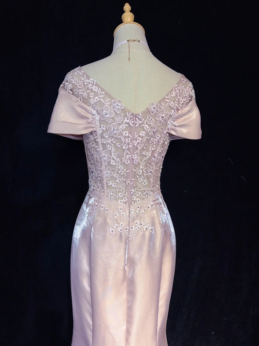 Vintage Prom Dresses Inspo Mermaid Off The Shoulder Pink Satin 80s With Lace Formal Gowns N3374
