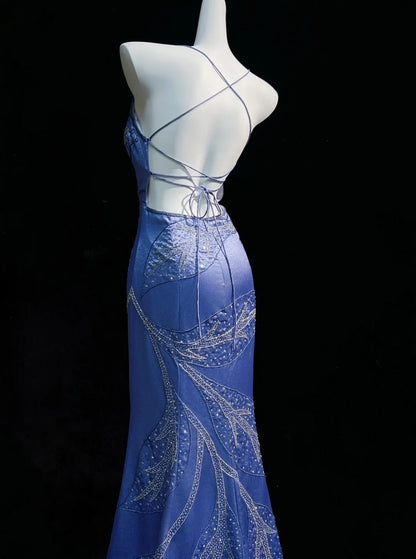 Satin Prom Dress Inspo Mermaid Spaghetti Straps Backless With Beading 18th Birthday Outfits Formal Party Gown RC0125