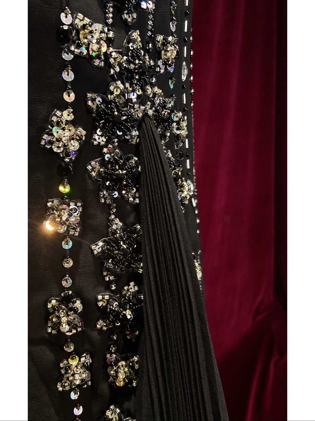Vintage Prom Dresses 90s Mermaid Spaghetti Strap Black Tie With Silver Beading Long Semi Formal Evening Dress N3666