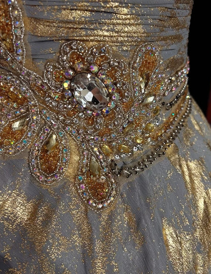 Princess Ball Gown Strapless Gold Organza Short Mini Homecoming Dresses Hoco Gowns N2912