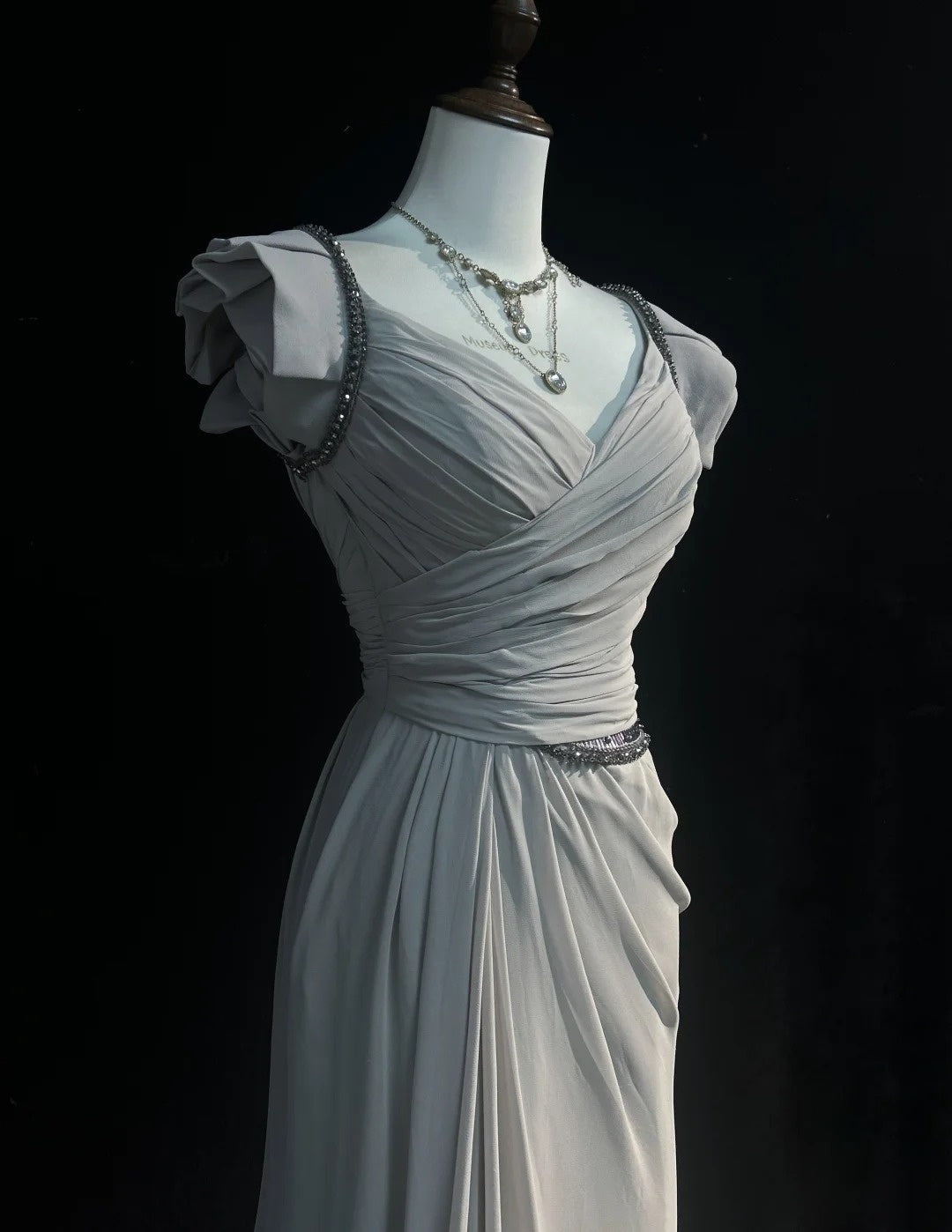 Vintage Prom Dresses Inspo Mermaid Sweetheart Silver Gray With Ruffled For Women Formal Dress N3245
