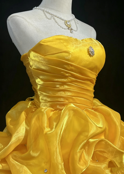 Cute Ball Gown Sweetheart Yellow Short Mini Party Dress Cocktail Gown Homecoming Dresses N3817