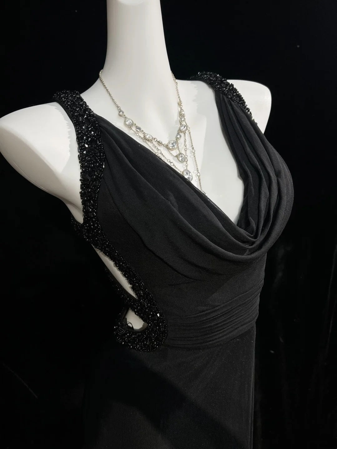 Black Prom Dress Inspo Mermaid Cowl Neck Backless With Beading 18th Birthday Outfits Formal Party Gown RC0127