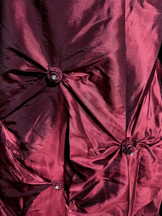 Modest Prom Dresses Ball Gown Spaghetti Strap Burgundy Satin Sweet 16 Dress Formal Evening Outfits N3614