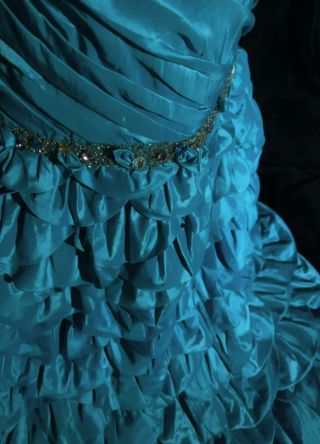 Vintage Prom Dresses Mermaid One Shoulder Retro Style Blue Taffeta With Beaded 90s Long Evening Gown N2905