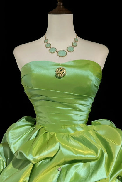Pretty Ball Gown Sweetheart Green Organza Short Mini Homecoming Dresses Hoco Gowns N2660