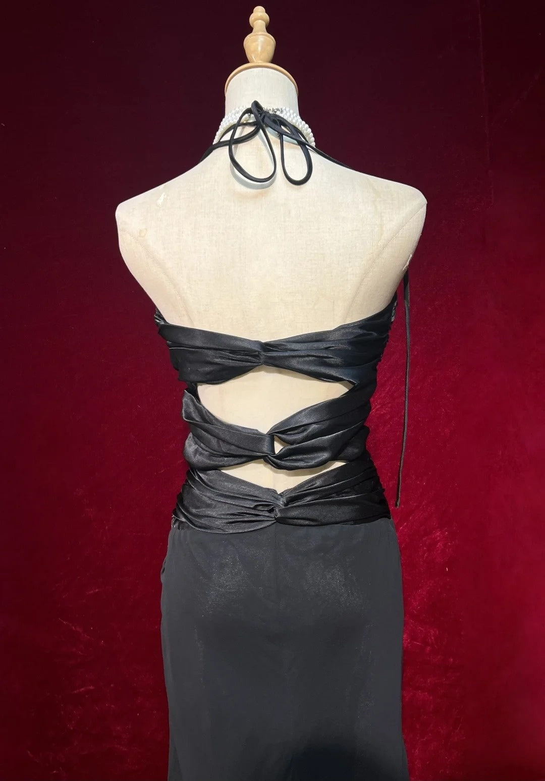 Black Prom Dress Inspo A line Halter Chiffon Satin 18th Birthday Outfits Formal Party Gown RC0114