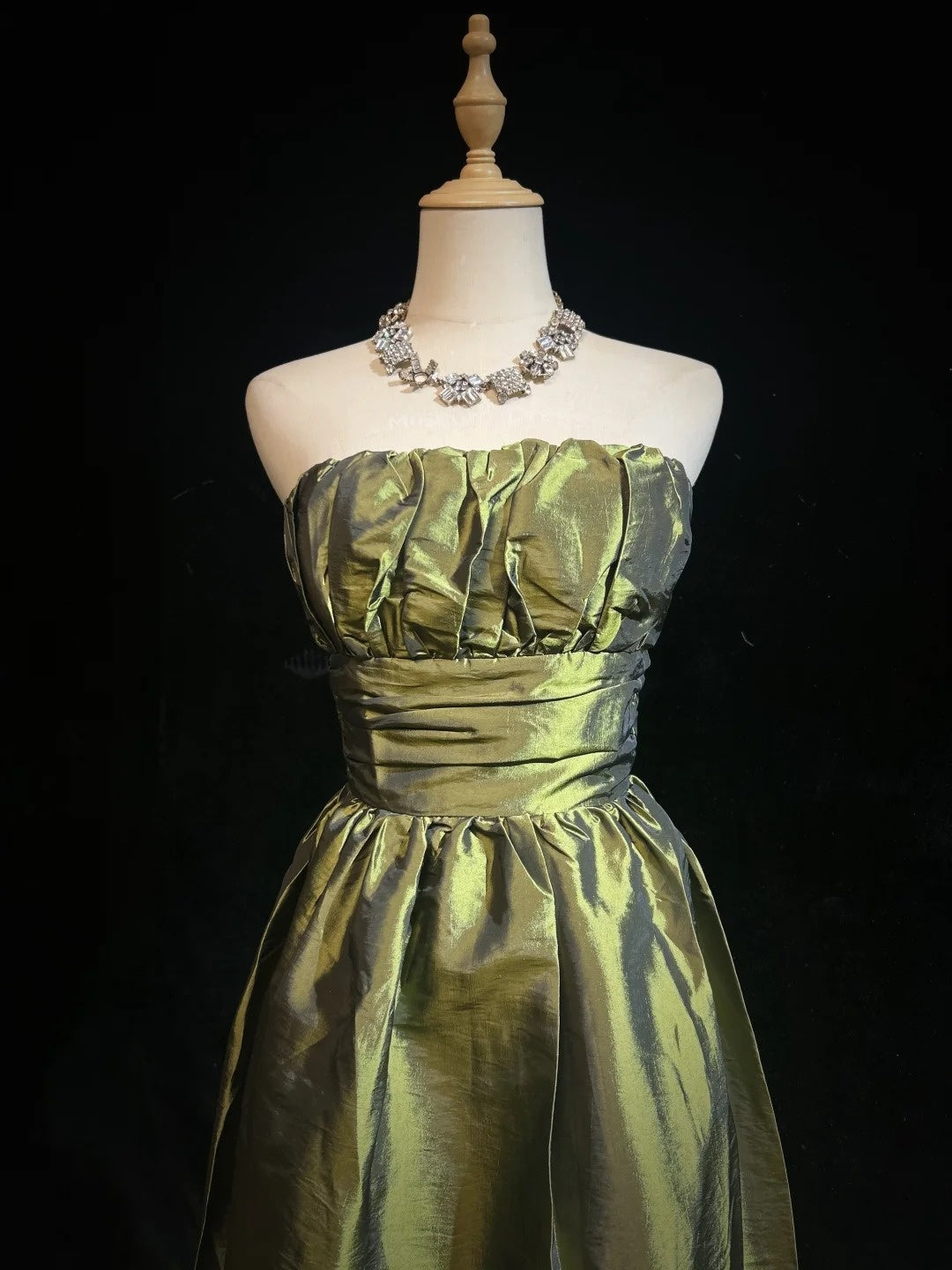 Cute A Line Strapless Olive Green Taffeta 16th Birthday Gown Homecoming Outfits N3654