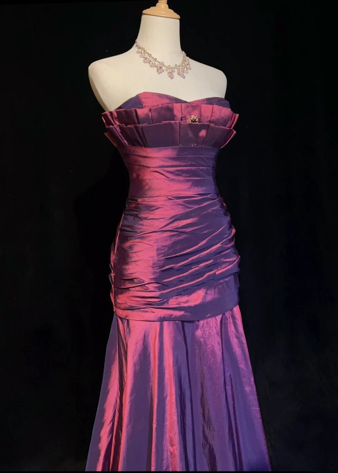 Vintage Prom Dresses Mermaid Sweetheart Purple Satin 90s With Ruffles Long Formal Party Dress N2513
