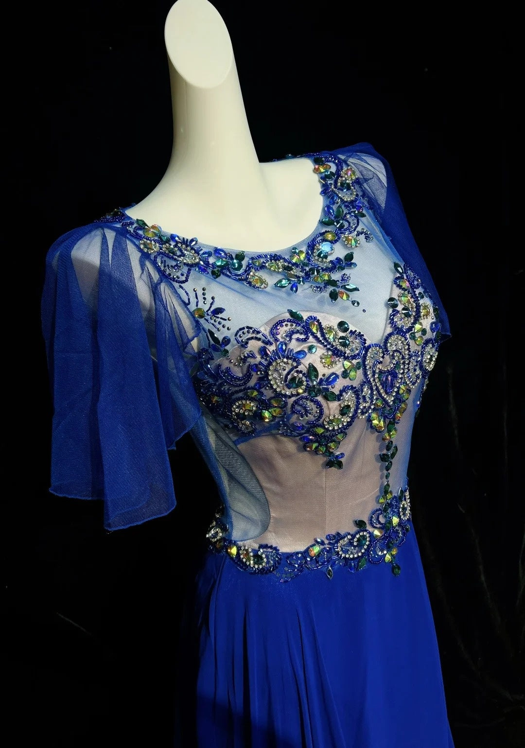 Royal Blue Prom Dress Inspo A line Jewel Chiffon With Beaded Birthday Outfits Formal Party Gown RC0126