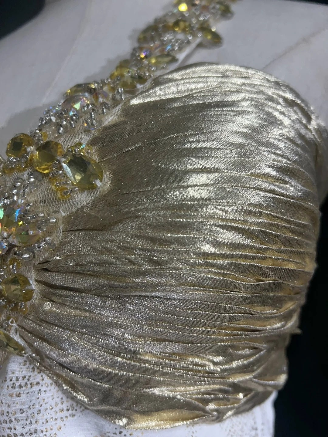 Classy Prom Dresses A Line One Shoulder Gold Top Satin With Ruffle Long Formal Gown N2913