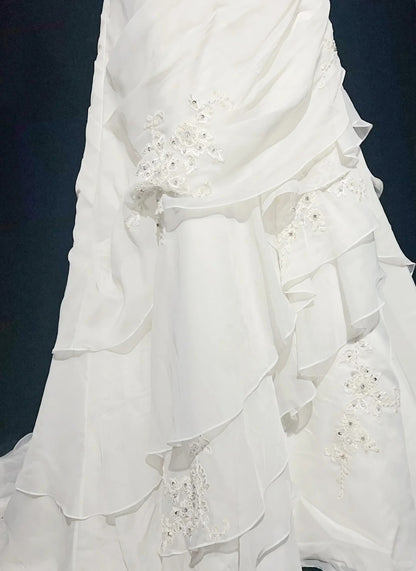 Timeless Wedding Dresses A Line Strapless White Chiffon With Ruffled Long Bridal Gown N3008
