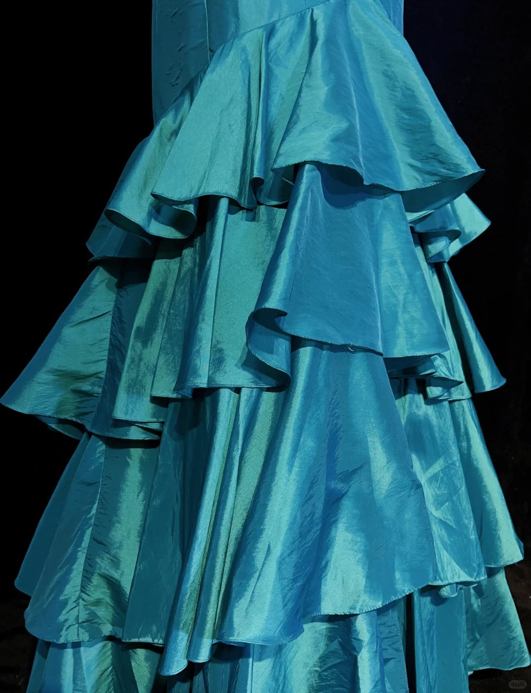 Vintage Prom Dresses 80s Mermaid One Shoulder Blue Satin Sleeveless With Ruffled Semi Formal Evening Outfits N3623