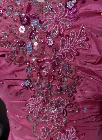Vintage Prom Dresses Mermaid Sweetheart Pink Satin With Tiered Layers 90s Long Evening Gown N2916
