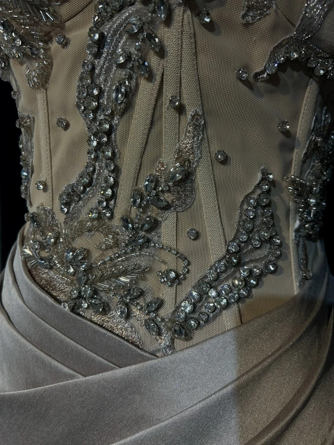 Vintage Prom Dresses 80s Mermaid Sweetheart Silver Grey With Beading Semi Formal Evening Outfits N3638