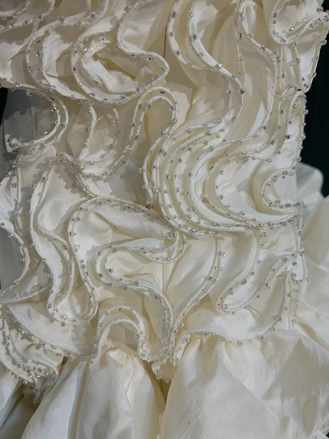 Timeless Wedding Dresses Sheath Strapless Beige Satin With Ruffled Short Bridal Gown N3004