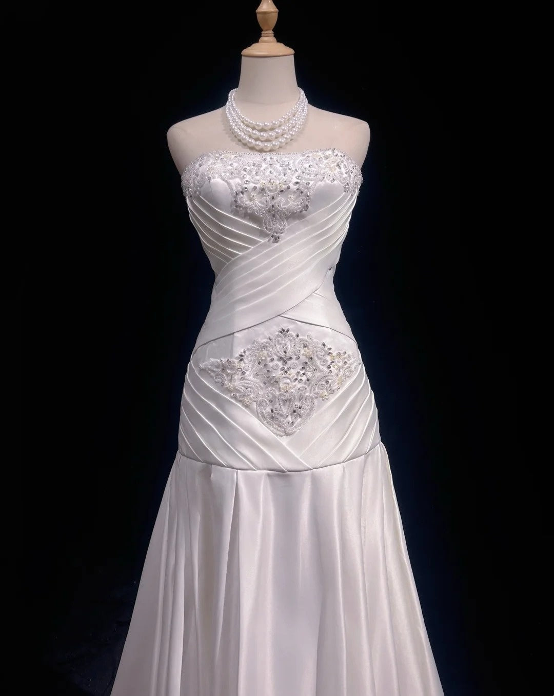 Vintage 90s Prom Dresses Mermaid Strapless White Chiffon With Ruffled Beads Long Prom Gown N3036