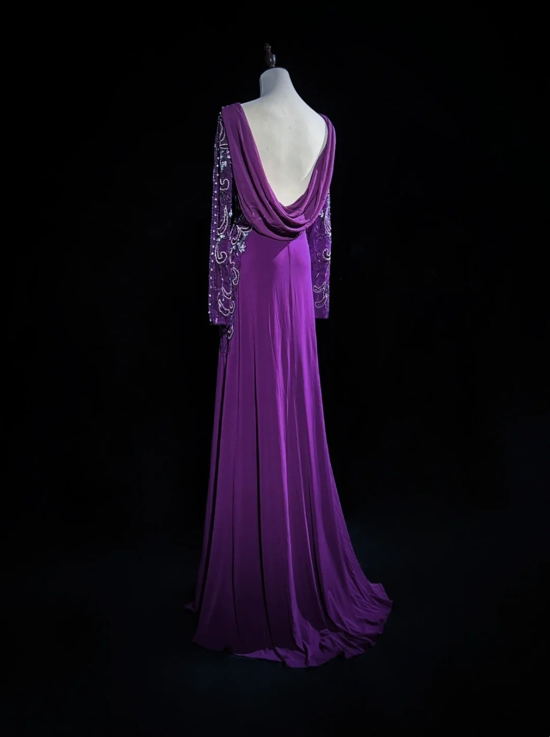 Vintage Prom Dresses A line Purple Chiffon 90s With Beading Long Formal Party Dress N2514