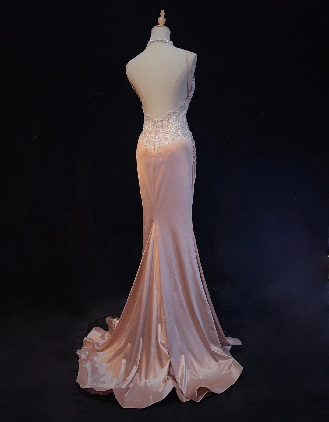 Vintage Prom Dresses Inspo Mermaid Spaghetti Strap Pink Satin With Ruffled White Lace For Women Formal Dress N3249