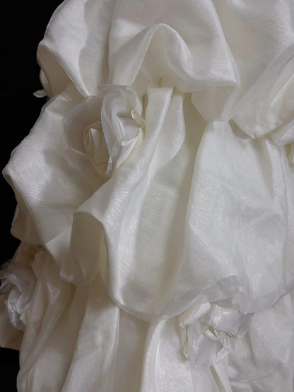 Timeless Wedding Dresses Sheath One Shoulder White Organza With Ruffled Short Bridal Gown N3005