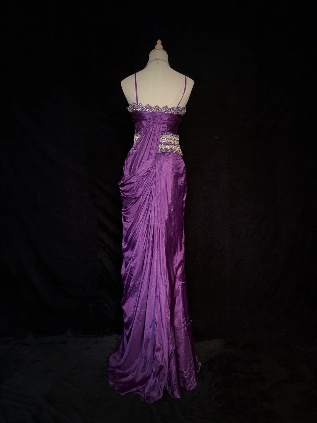 Vintage Prom Dresses Spaghetti Strap Mermaid Purple Chiffon With Beading Long Formal Evening Outfits N3866