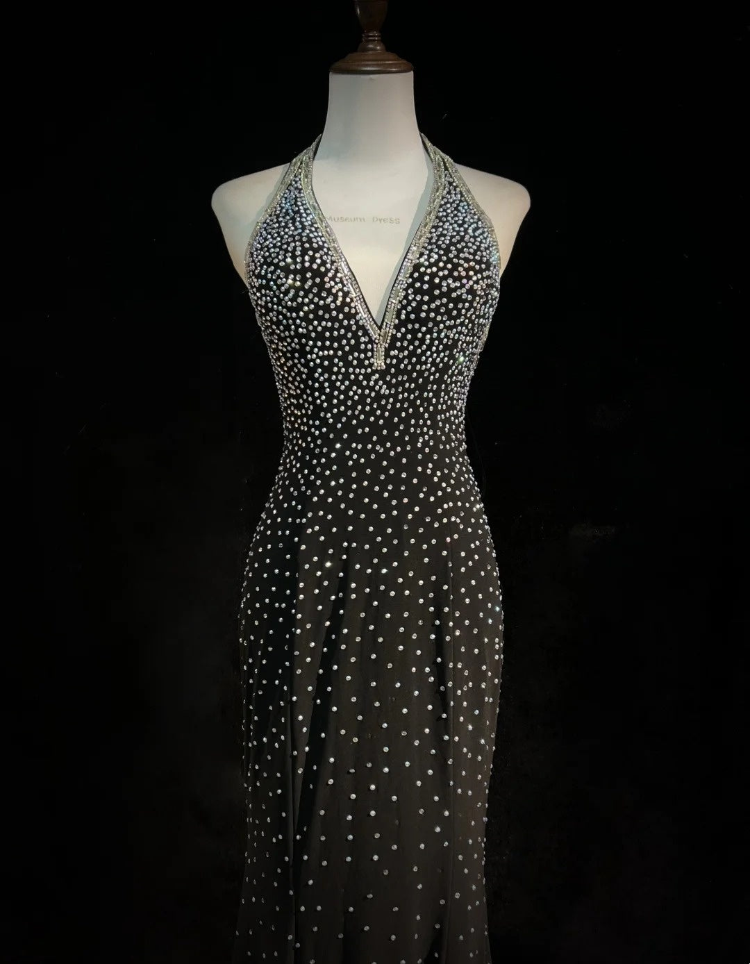 Vintage Mermaid 2000s Black Halter Formal Dress Long Backless Prom Dresses N2572