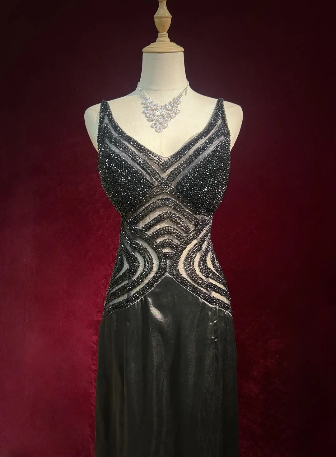 Black Prom Dress Inspo Mermaid Spaghetti Straps Satin With Beading Long Formal Party Gown RC0090