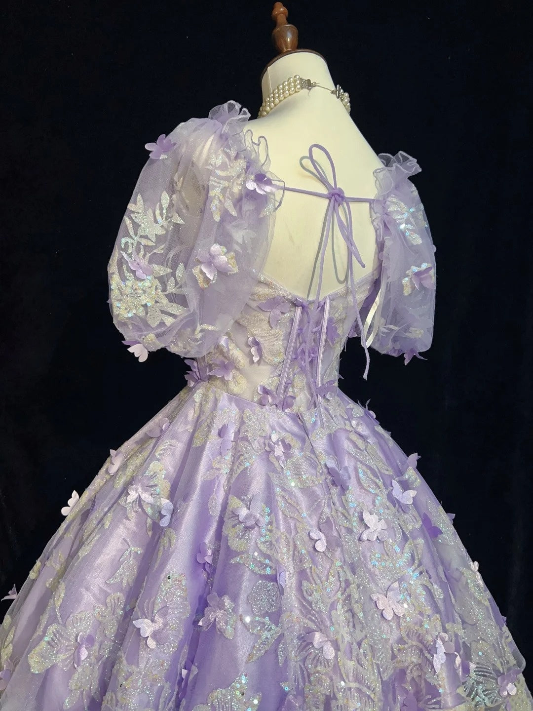 Pretty Ball Gown Square Neck Lilac Lace Short Mini Homecoming Dresses Hoco Gowns N2632