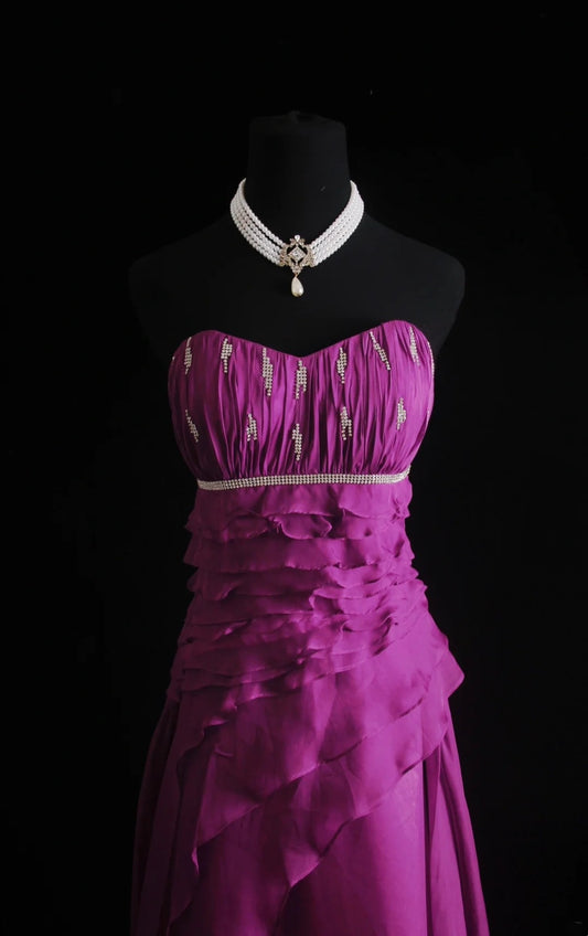 Retro A Line Sweetheart Chiffon Prom Dresses With Beadings Inspiration Party Gowns Princess Formal Dress N775